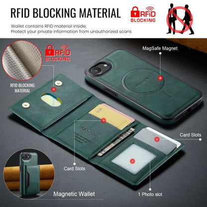 For iPhone 16e MAGKING K2 Series MagSafe RFID Card Bag Detachable Phone Case(Green) - iPhone 16e Cases by MAGKING | Online Shopping UK | buy2fix