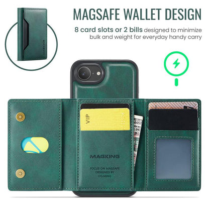 For iPhone 16e MAGKING K2 Series MagSafe RFID Card Bag Detachable Phone Case(Green) - iPhone 16e Cases by MAGKING | Online Shopping UK | buy2fix