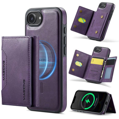 For iPhone 16e MAGKING K2 Series MagSafe RFID Card Bag Detachable Phone Case(Purple) - iPhone 16e Cases by MAGKING | Online Shopping UK | buy2fix