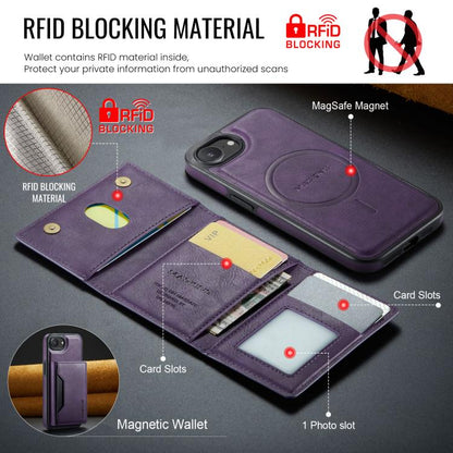 For iPhone 16e MAGKING K2 Series MagSafe RFID Card Bag Detachable Phone Case(Purple) - iPhone 16e Cases by MAGKING | Online Shopping UK | buy2fix