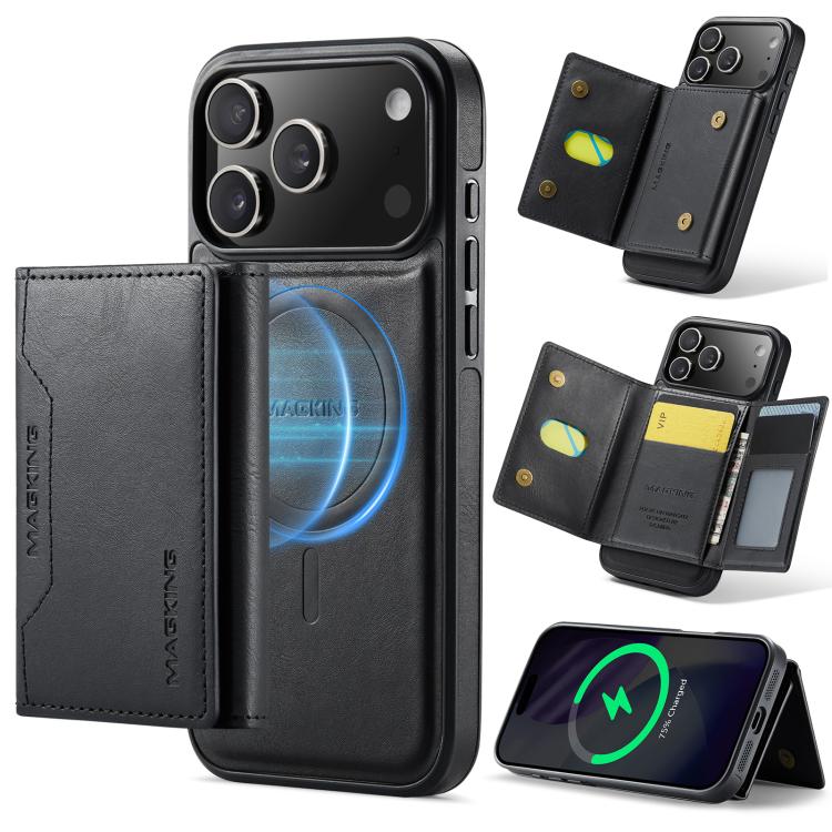 For iPhone 17 Pro Max MAGKING K2 Series MagSafe RFID Card Bag Detachable Phone Case(Black) - iPhone 17 Pro Max Cases by MAGKING | Online Shopping UK | buy2fix
