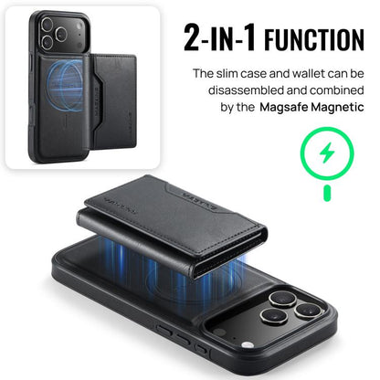 For iPhone 17 Pro Max MAGKING K2 Series MagSafe RFID Card Bag Detachable Phone Case(Black) - iPhone 17 Pro Max Cases by MAGKING | Online Shopping UK | buy2fix