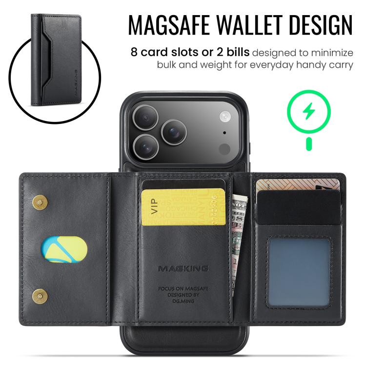 For iPhone 17 Pro Max MAGKING K2 Series MagSafe RFID Card Bag Detachable Phone Case(Black) - iPhone 17 Pro Max Cases by MAGKING | Online Shopping UK | buy2fix