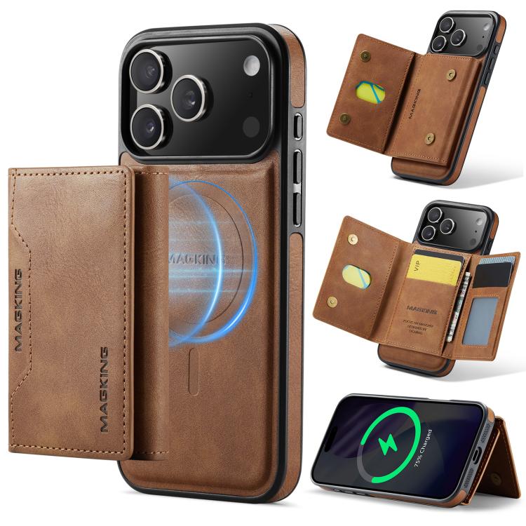 For iPhone 17 Pro Max MAGKING K2 Series MagSafe RFID Card Bag Detachable Phone Case(Brown) - iPhone 17 Pro Max Cases by MAGKING | Online Shopping UK | buy2fix