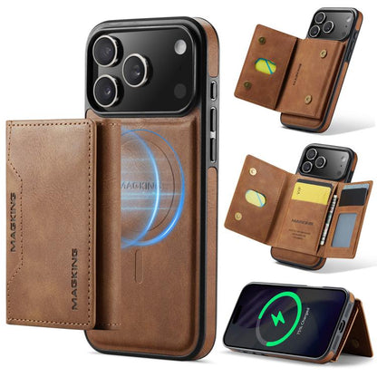 For iPhone 17 Pro Max MAGKING K2 Series MagSafe RFID Card Bag Detachable Phone Case(Brown) - iPhone 17 Pro Max Cases by MAGKING | Online Shopping UK | buy2fix