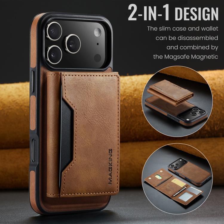 For iPhone 17 Pro Max MAGKING K2 Series MagSafe RFID Card Bag Detachable Phone Case(Brown) - iPhone 17 Pro Max Cases by MAGKING | Online Shopping UK | buy2fix