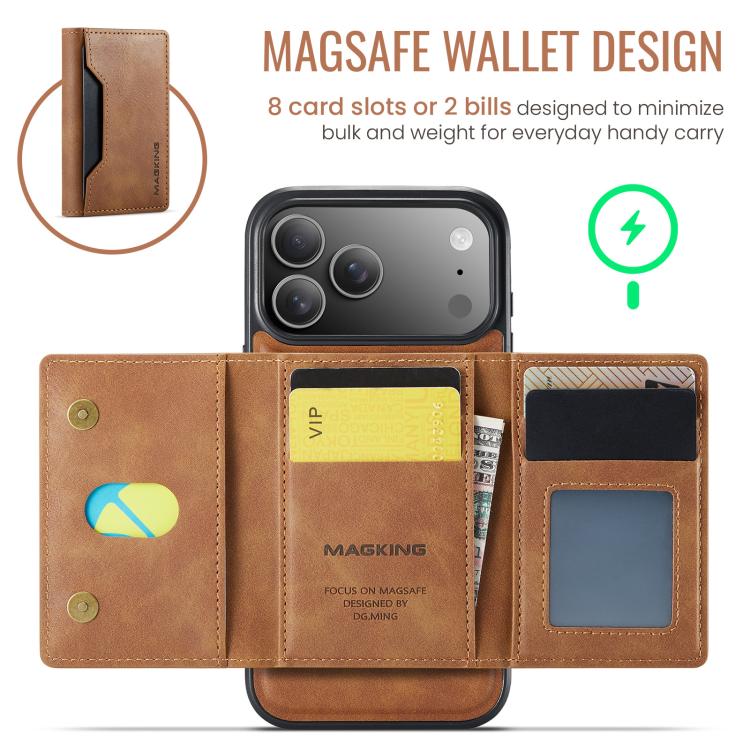 For iPhone 17 Pro Max MAGKING K2 Series MagSafe RFID Card Bag Detachable Phone Case(Brown) - iPhone 17 Pro Max Cases by MAGKING | Online Shopping UK | buy2fix