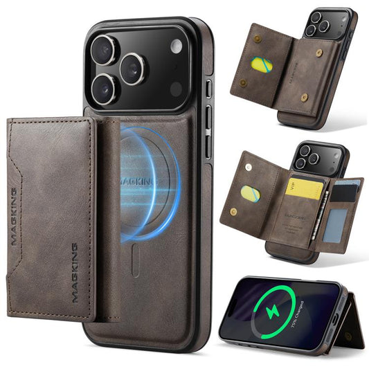 For iPhone 17 Pro Max MAGKING K2 Series MagSafe RFID Card Bag Detachable Phone Case(Coffee) - iPhone 17 Pro Max Cases by MAGKING | Online Shopping UK | buy2fix