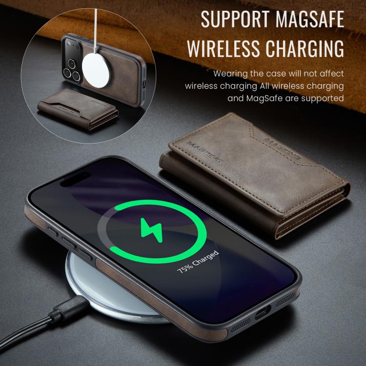 For iPhone 17 Pro Max MAGKING K2 Series MagSafe RFID Card Bag Detachable Phone Case(Coffee) - iPhone 17 Pro Max Cases by MAGKING | Online Shopping UK | buy2fix