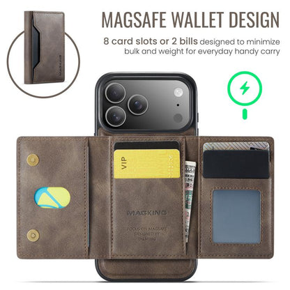 For iPhone 17 Pro Max MAGKING K2 Series MagSafe RFID Card Bag Detachable Phone Case(Coffee) - iPhone 17 Pro Max Cases by MAGKING | Online Shopping UK | buy2fix