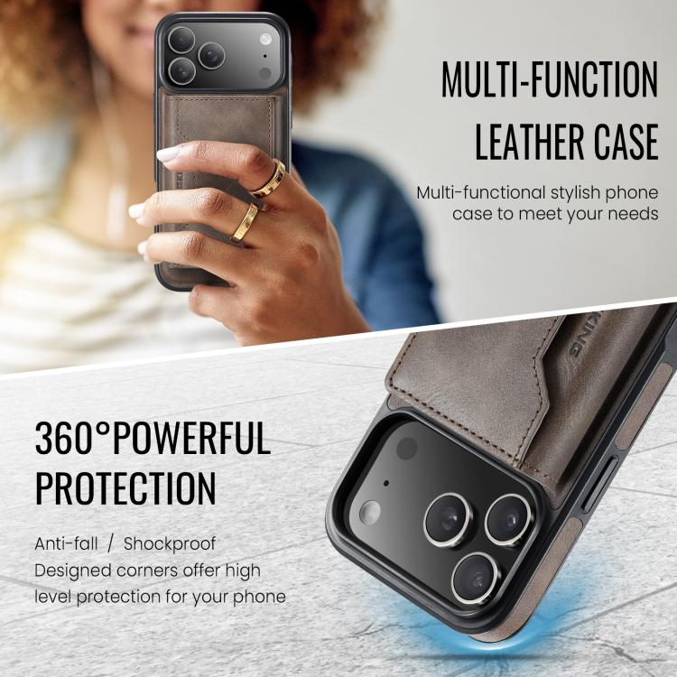 For iPhone 17 Pro Max MAGKING K2 Series MagSafe RFID Card Bag Detachable Phone Case(Coffee) - iPhone 17 Pro Max Cases by MAGKING | Online Shopping UK | buy2fix