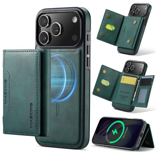 For iPhone 18 Pro Max / 17 Pro Max MAGKING K2 Series MagSafe RFID Card Bag Detachable Phone Case(Green)