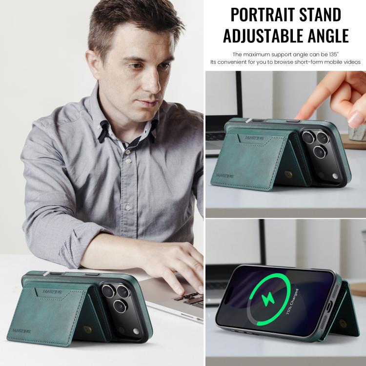 For iPhone 17 Pro Max MAGKING K2 Series MagSafe RFID Card Bag Detachable Phone Case(Green) - iPhone 17 Pro Max Cases by MAGKING | Online Shopping UK | buy2fix