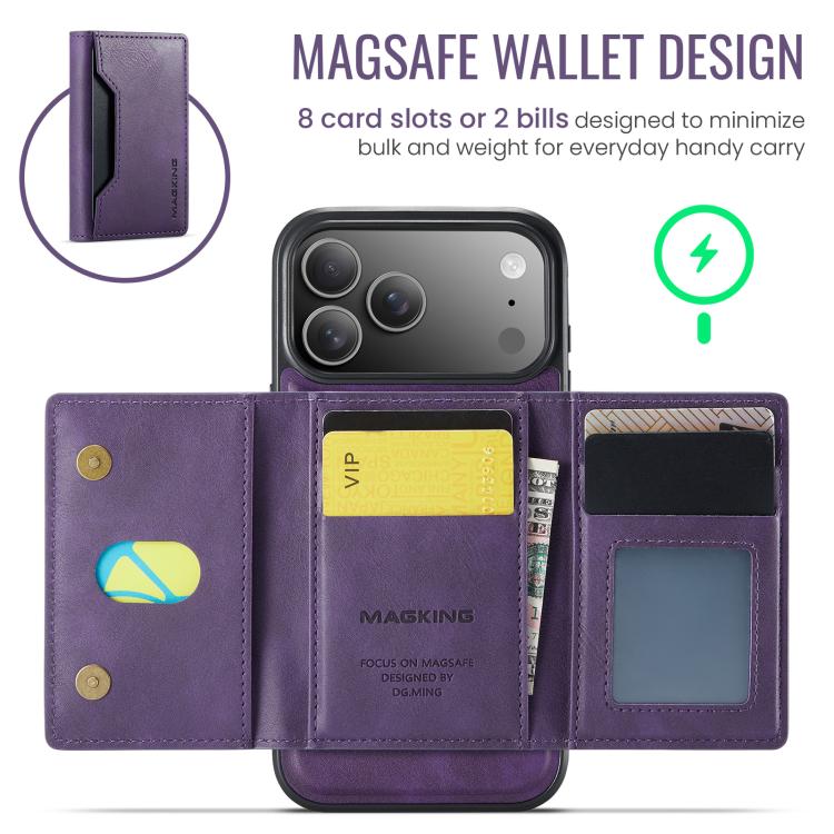 For iPhone 17 Pro Max MAGKING K2 Series MagSafe RFID Card Bag Detachable Phone Case(Purple) - iPhone 17 Pro Max Cases by MAGKING | Online Shopping UK | buy2fix