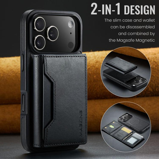 For iPhone 17 Pro MAGKING K2 Series MagSafe RFID Card Bag Detachable Phone Case(Black) - iPhone 17 Pro Cases by MAGKING | Online Shopping UK | buy2fix