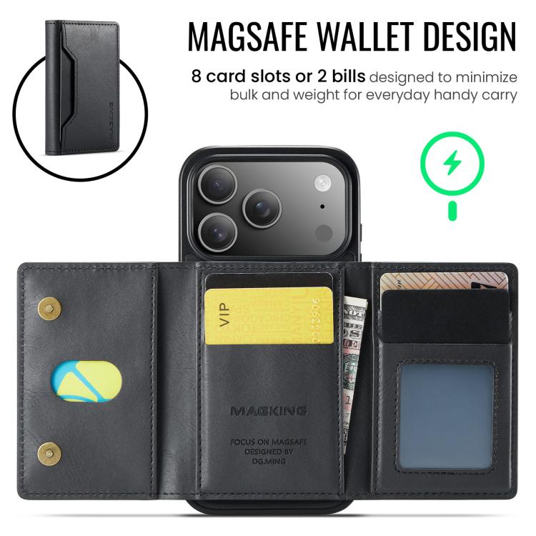 For iPhone 17 Pro MAGKING K2 Series MagSafe RFID Card Bag Detachable Phone Case(Black) - iPhone 17 Pro Cases by MAGKING | Online Shopping UK | buy2fix