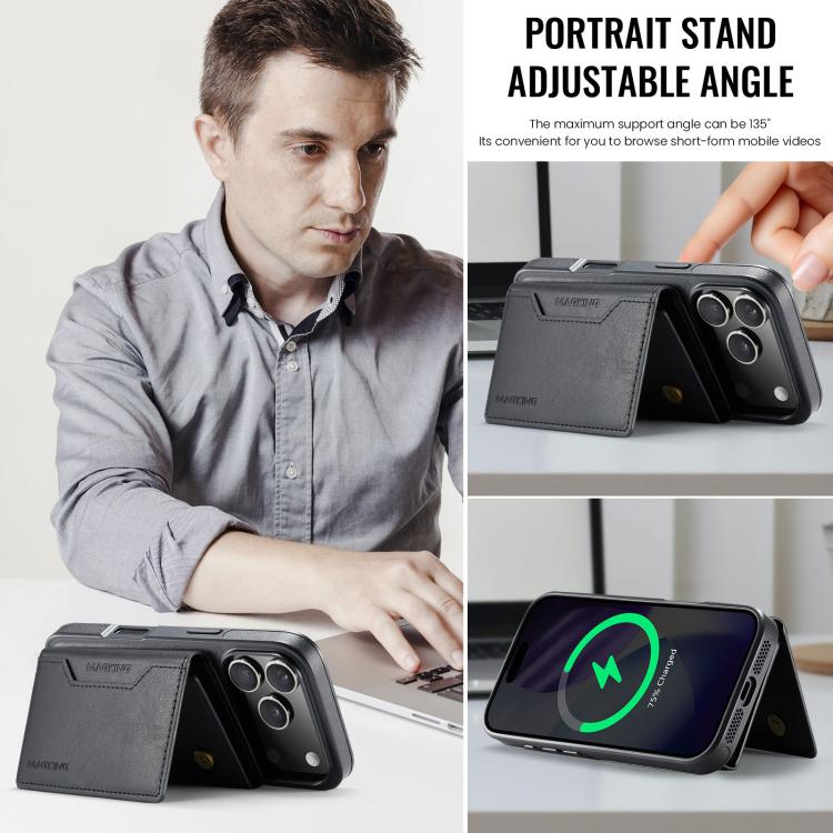 For iPhone 17 Pro MAGKING K2 Series MagSafe RFID Card Bag Detachable Phone Case(Black) - iPhone 17 Pro Cases by MAGKING | Online Shopping UK | buy2fix