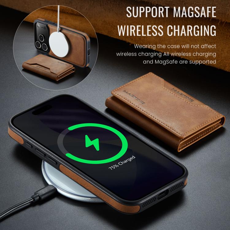 For iPhone 17 Pro MAGKING K2 Series MagSafe RFID Card Bag Detachable Phone Case(Brown) - iPhone 17 Pro Cases by MAGKING | Online Shopping UK | buy2fix