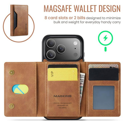 For iPhone 17 Pro MAGKING K2 Series MagSafe RFID Card Bag Detachable Phone Case(Brown) - iPhone 17 Pro Cases by MAGKING | Online Shopping UK | buy2fix