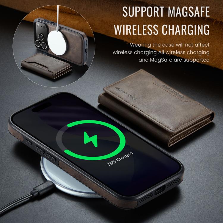 For iPhone 17 Pro MAGKING K2 Series MagSafe RFID Card Bag Detachable Phone Case(Coffee) - iPhone 17 Pro Cases by MAGKING | Online Shopping UK | buy2fix