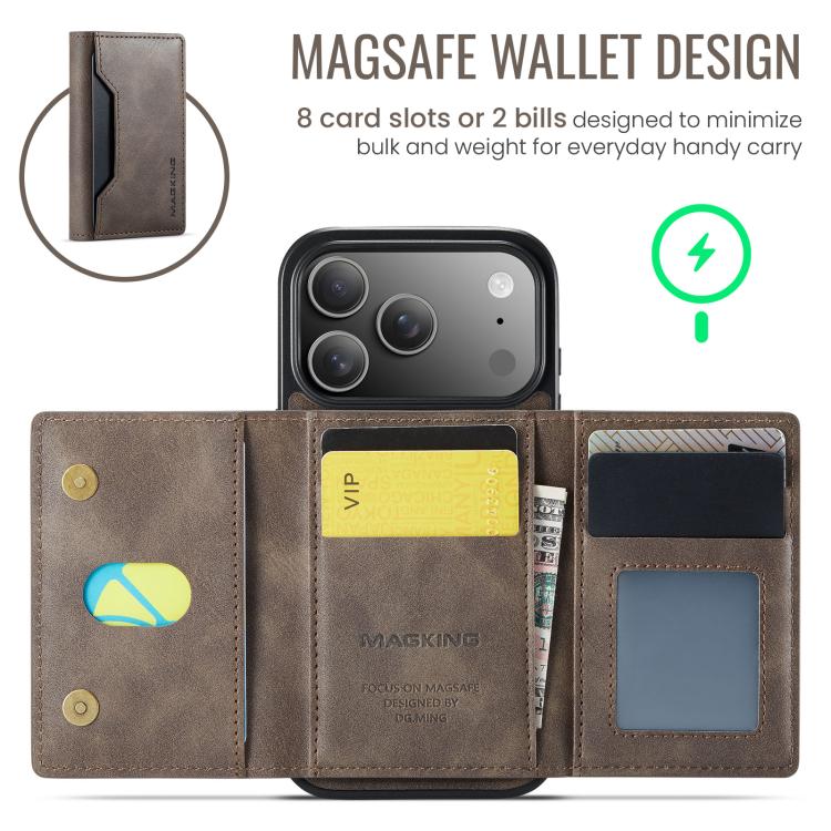 For iPhone 17 Pro MAGKING K2 Series MagSafe RFID Card Bag Detachable Phone Case(Coffee) - iPhone 17 Pro Cases by MAGKING | Online Shopping UK | buy2fix
