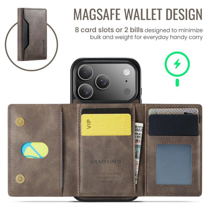 For iPhone 17 Pro MAGKING K2 Series MagSafe RFID Card Bag Detachable Phone Case(Coffee) - iPhone 17 Pro Cases by MAGKING | Online Shopping UK | buy2fix
