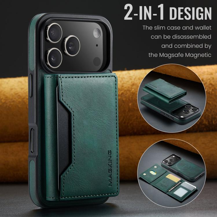 For iPhone 17 Pro MAGKING K2 Series MagSafe RFID Card Bag Detachable Phone Case(Green) - iPhone 17 Pro Cases by MAGKING | Online Shopping UK | buy2fix