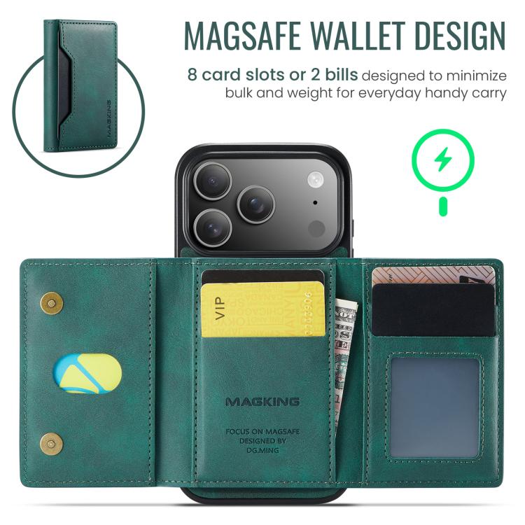 For iPhone 17 Pro MAGKING K2 Series MagSafe RFID Card Bag Detachable Phone Case(Green) - iPhone 17 Pro Cases by MAGKING | Online Shopping UK | buy2fix