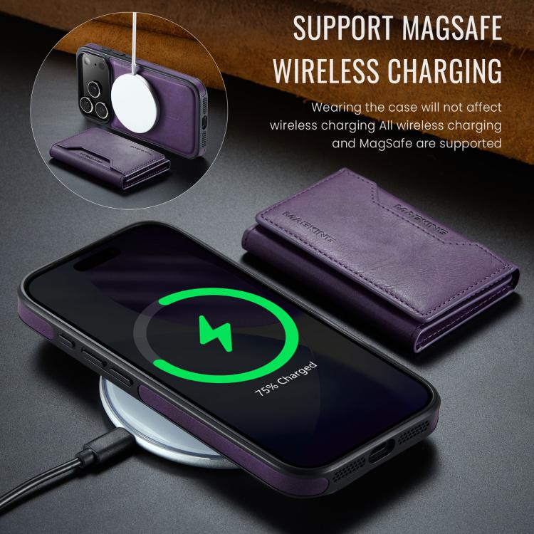 For iPhone 17 Pro MAGKING K2 Series MagSafe RFID Card Bag Detachable Phone Case(Purple) - iPhone 17 Pro Cases by MAGKING | Online Shopping UK | buy2fix