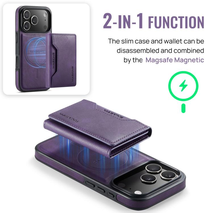For iPhone 17 Pro MAGKING K2 Series MagSafe RFID Card Bag Detachable Phone Case(Purple) - iPhone 17 Pro Cases by MAGKING | Online Shopping UK | buy2fix