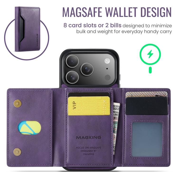 For iPhone 17 Pro MAGKING K2 Series MagSafe RFID Card Bag Detachable Phone Case(Purple) - iPhone 17 Pro Cases by MAGKING | Online Shopping UK | buy2fix