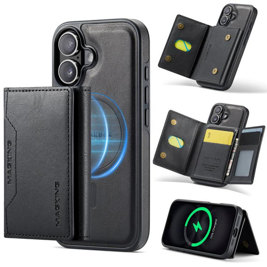 For iPhone 17 MAGKING K2 Series MagSafe RFID Card Bag Detachable Phone Case(Black)