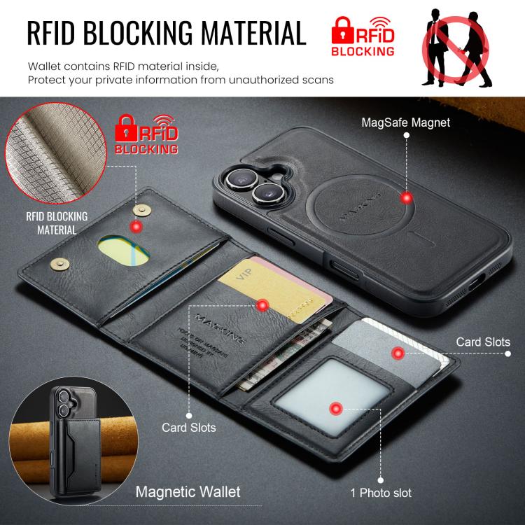 For iPhone 17 MAGKING K2 Series MagSafe RFID Card Bag Detachable Phone Case(Black) - iPhone 17 Cases by MAGKING | Online Shopping UK | buy2fix
