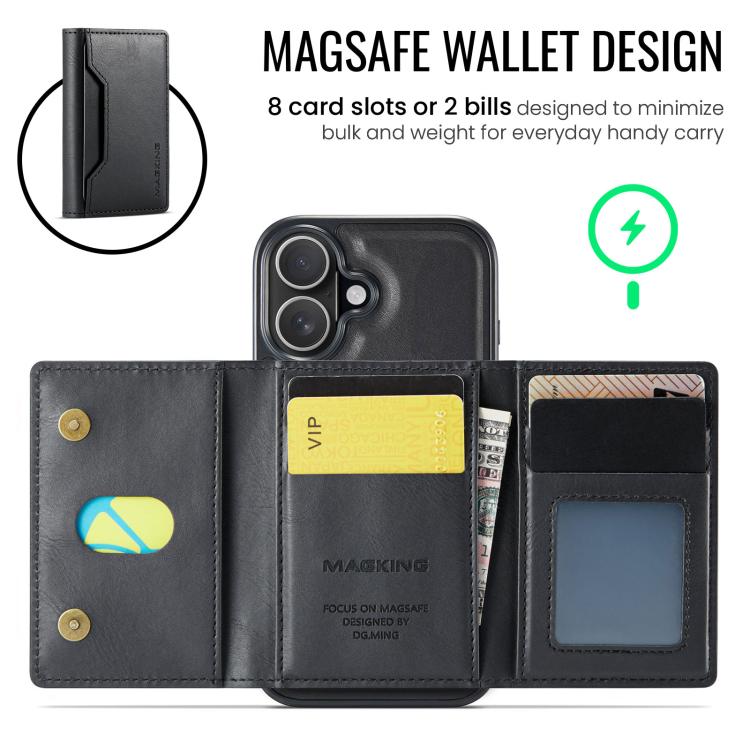 For iPhone 17 MAGKING K2 Series MagSafe RFID Card Bag Detachable Phone Case(Black) - iPhone 17 Cases by MAGKING | Online Shopping UK | buy2fix