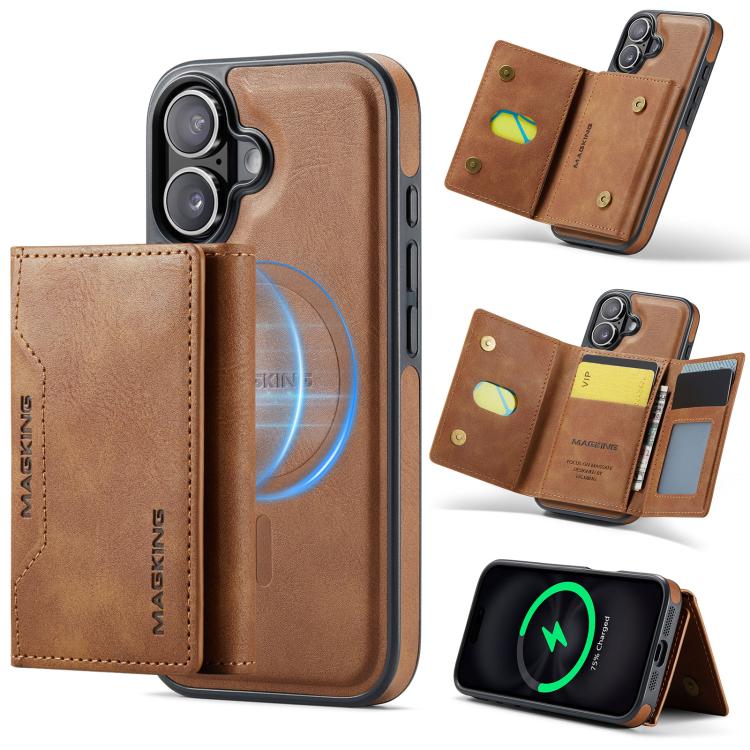 For iPhone 17 MAGKING K2 Series MagSafe RFID Card Bag Detachable Phone Case(Brown) - iPhone 17 Cases by MAGKING | Online Shopping UK | buy2fix