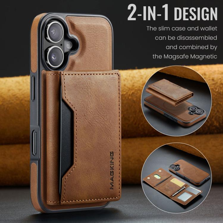For iPhone 17 MAGKING K2 Series MagSafe RFID Card Bag Detachable Phone Case(Brown) - iPhone 17 Cases by MAGKING | Online Shopping UK | buy2fix