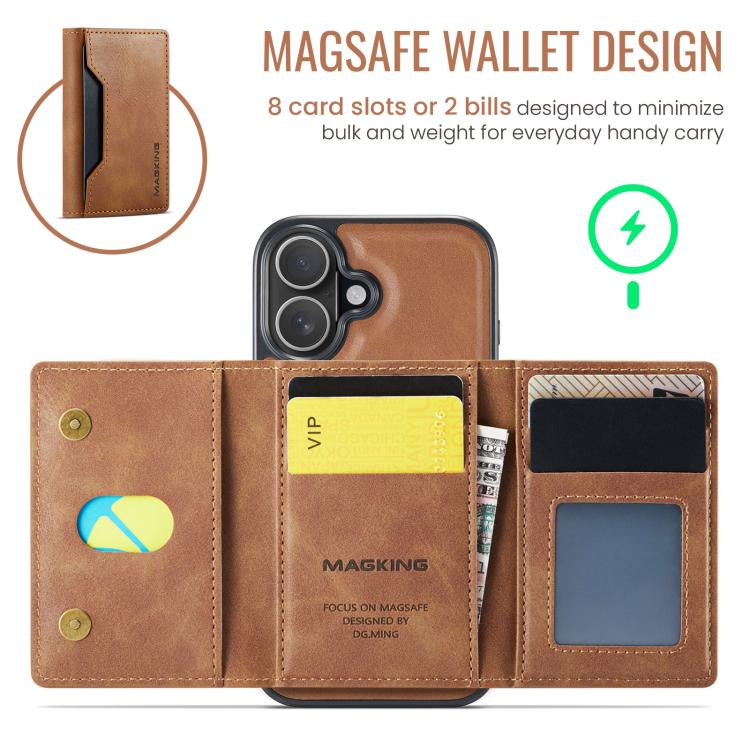 For iPhone 17 MAGKING K2 Series MagSafe RFID Card Bag Detachable Phone Case(Brown) - iPhone 17 Cases by MAGKING | Online Shopping UK | buy2fix