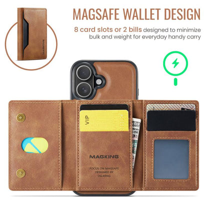 For iPhone 17 MAGKING K2 Series MagSafe RFID Card Bag Detachable Phone Case(Brown) - iPhone 17 Cases by MAGKING | Online Shopping UK | buy2fix
