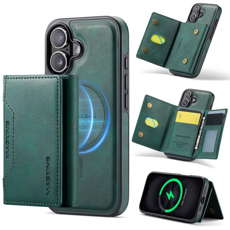 For iPhone 17 MAGKING K2 Series MagSafe RFID Card Bag Detachable Phone Case(Green) - iPhone 17 Cases by MAGKING | Online Shopping UK | buy2fix