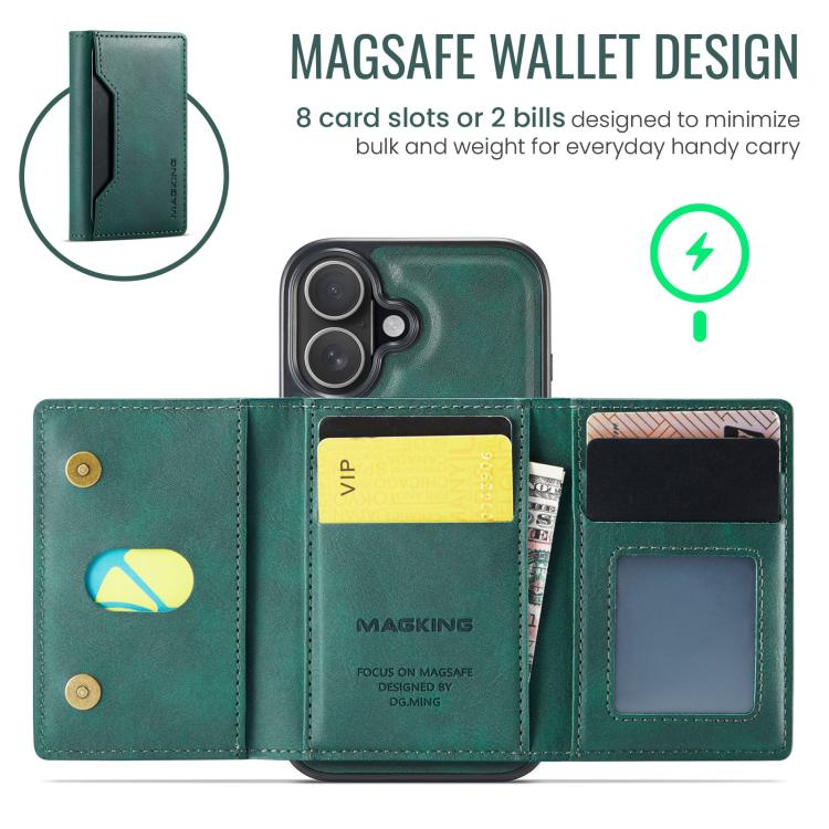For iPhone 17 MAGKING K2 Series MagSafe RFID Card Bag Detachable Phone Case(Green) - iPhone 17 Cases by MAGKING | Online Shopping UK | buy2fix