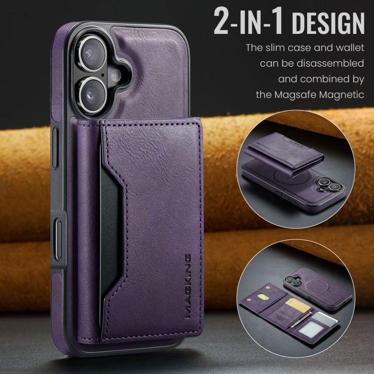 For iPhone 17 MAGKING K2 Series MagSafe RFID Card Bag Detachable Phone Case(Purple) - iPhone 17 Cases by MAGKING | Online Shopping UK | buy2fix