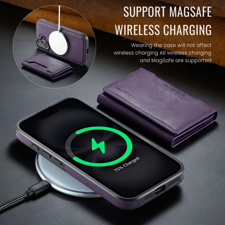 For iPhone 17 MAGKING K2 Series MagSafe RFID Card Bag Detachable Phone Case(Purple) - iPhone 17 Cases by MAGKING | Online Shopping UK | buy2fix