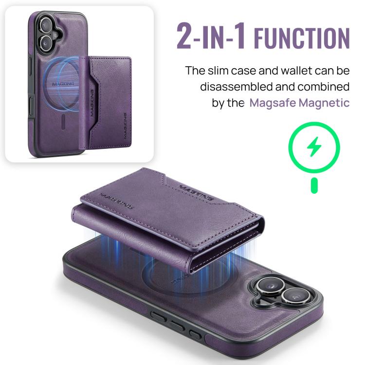 For iPhone 17 MAGKING K2 Series MagSafe RFID Card Bag Detachable Phone Case(Purple) - iPhone 17 Cases by MAGKING | Online Shopping UK | buy2fix