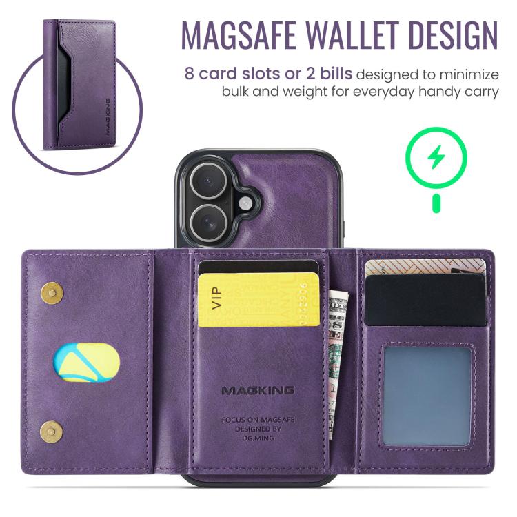 For iPhone 17 MAGKING K2 Series MagSafe RFID Card Bag Detachable Phone Case(Purple) - iPhone 17 Cases by MAGKING | Online Shopping UK | buy2fix