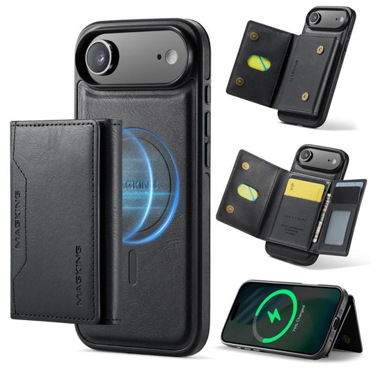 For iPhone Air MAGKING K2 Series MagSafe RFID Card Bag Detachable Phone Case(Black) - iPhone Air Cases by MAGKING | Online Shopping UK | buy2fix
