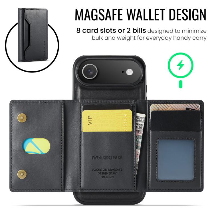 For iPhone Air MAGKING K2 Series MagSafe RFID Card Bag Detachable Phone Case(Black) - iPhone Air Cases by MAGKING | Online Shopping UK | buy2fix