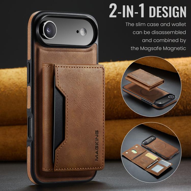 For iPhone Air MAGKING K2 Series MagSafe RFID Card Bag Detachable Phone Case(Brown) - iPhone Air Cases by MAGKING | Online Shopping UK | buy2fix