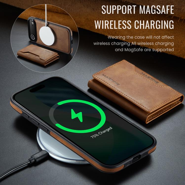 For iPhone Air MAGKING K2 Series MagSafe RFID Card Bag Detachable Phone Case(Brown) - iPhone Air Cases by MAGKING | Online Shopping UK | buy2fix