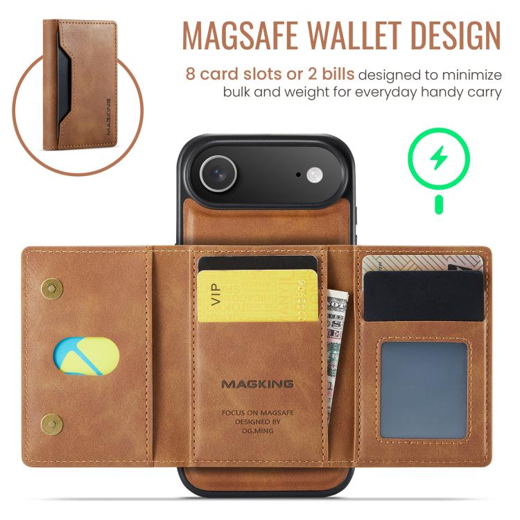 For iPhone Air MAGKING K2 Series MagSafe RFID Card Bag Detachable Phone Case(Brown) - iPhone Air Cases by MAGKING | Online Shopping UK | buy2fix