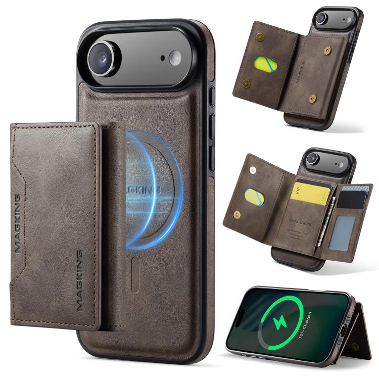 For iPhone Air MAGKING K2 Series MagSafe RFID Card Bag Detachable Phone Case(Coffee) - iPhone Air Cases by MAGKING | Online Shopping UK | buy2fix
